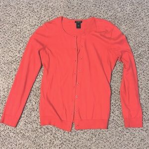 Ann Taylor tangerine orange cardigan sweater button down sz M